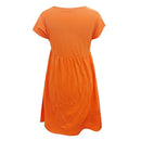 Summer Casual Loose Dresses Women Cotton Linen Baggy Dress Solid Round Neck Casual Short Sleeve Casual Loose Dress With Pockets    B60457 - TUZZUT Qatar Online Shopping