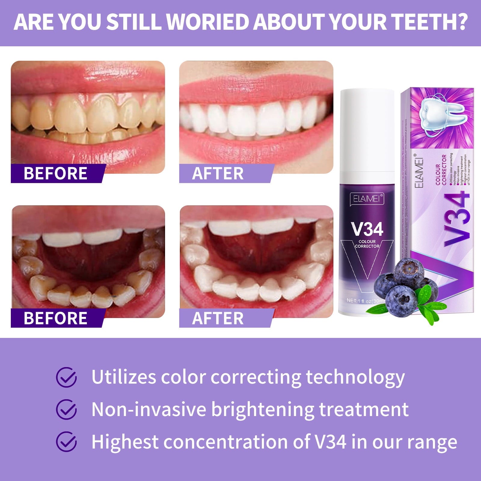 V34 Sensitive Teeth Whitening Toothpaste 30ml V34 Sensitive Teeth Whitening Toothpaste 30ml