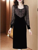 Bridal Sheer Velvet Blended Fabrics Long Sleeves Medium Lace XL S4819748 - Tuzzut.com Qatar Online Shopping