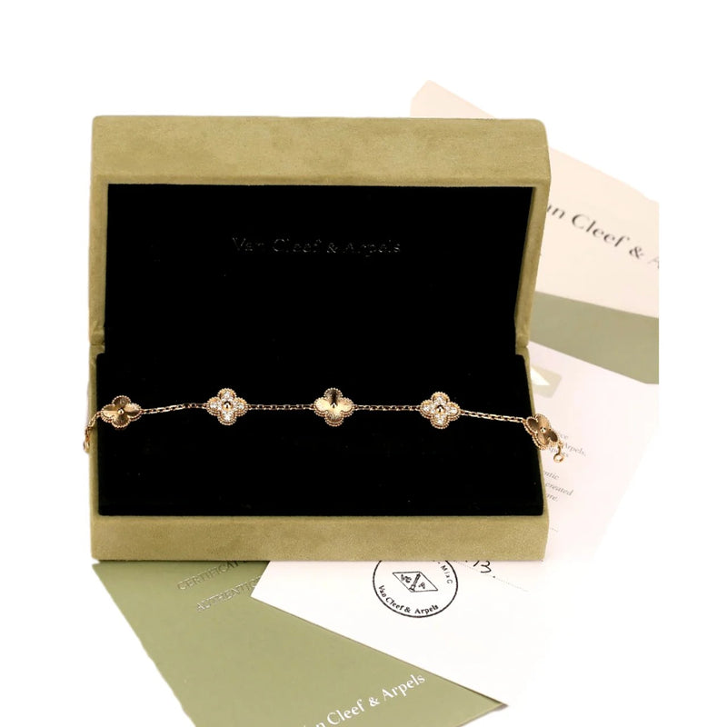 Vintage Bracelet Yellow Gold Diamond 5 motifs S503910711 - TUZZUT Qatar Online Shopping