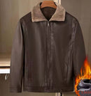 Winter Coat Brown Loose Fleece Thick Black Faux Leather Jacket J5467824 - TUZZUT Qatar Online Shopping