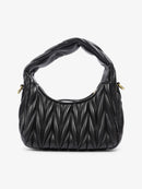 Hobo Bag Black Matelasse Leather B2003 - TUZZUT Qatar Online Shopping