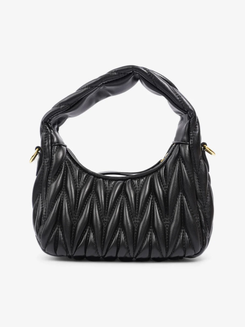 Hobo Bag Black Matelasse Leather B2003 - TUZZUT Qatar Online Shopping