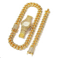 Hips Hops Rap 18K Gold Plated Jewelry Set 20mm Iced Chunky Cuban Link Chain Necklace Men W756090 - Tuzzut.com Qatar Online Shopping