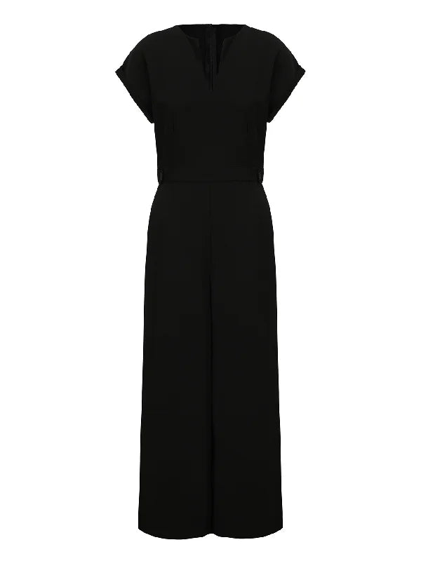 Urban Cap Sleeve Solid Color Wide Leg Jumpsuits 112913 Urban Cap Sleeve Solid Color Wide Leg Jumpsuits 112913