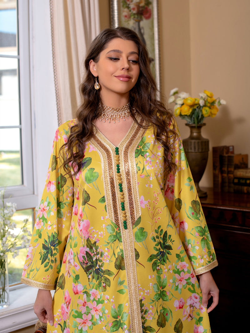Women's Long Sleeve Floral Jalabiya L 379120