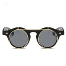 Designer Round Steam Punk Metal Flip Sunglasses S4977 - TUZZUT Qatar Online Shopping