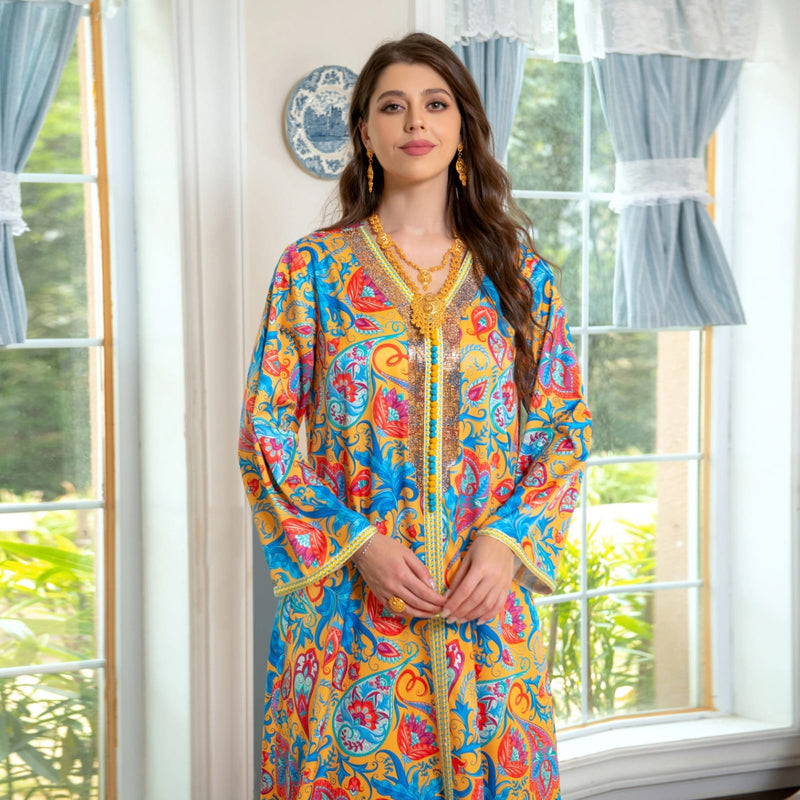 Women's Long Sleeve Floral Jalabiya 418710 -L