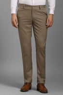 Men Brown Textured Flat Front Formal Pant MA0012 - TUZZUT Qatar Online Shopping