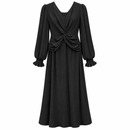 Women’s Black Twist-Front Long Dress with Ruffle Cuffs LC6111924 - XL