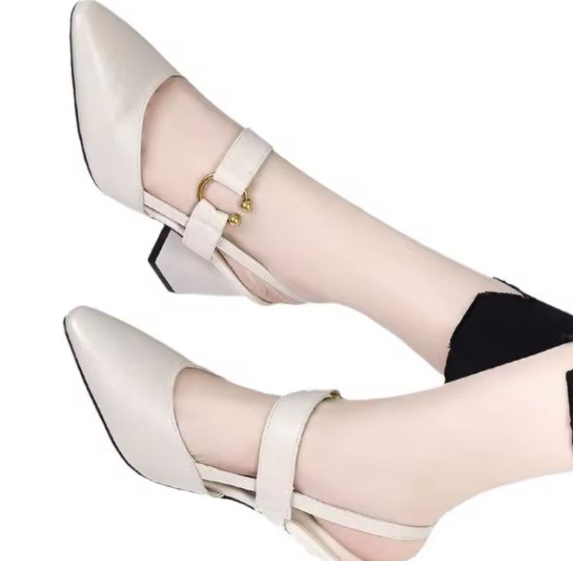 Fashion Elegant Off White Toe High Heel Leather Women Sandals 35808 Fashion Elegant Off White Toe High Heel Leather Women Sandals 35808