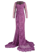 Long Sleeves Mermaid Mesh See-Through Split-Side Square-Neck Evening Dresses Maxi Dresses 141875 - TUZZUT Qatar Online Shopping