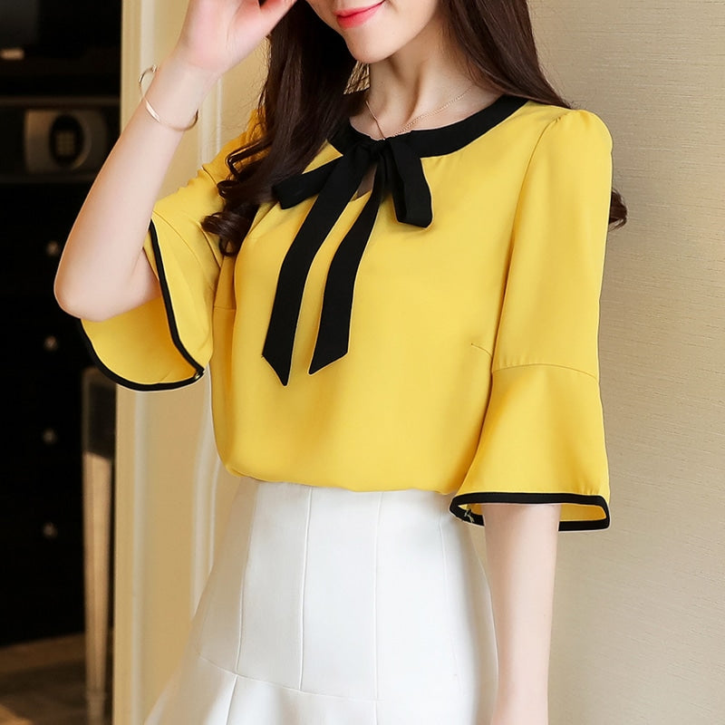 Women's Regular Half Sleeve Colorblock/ Stitching Color Shirts & Blouses M 405586