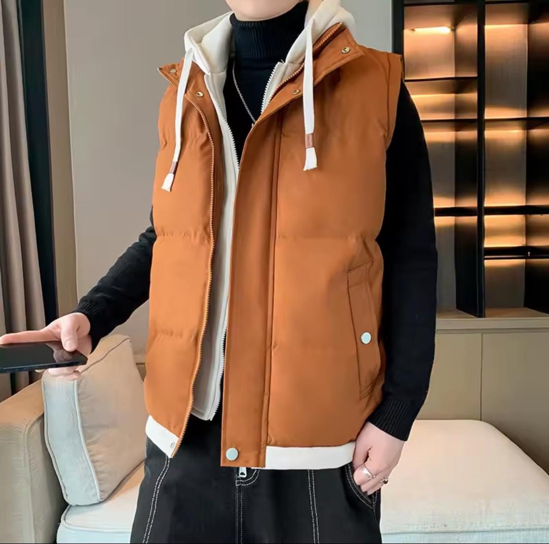 Unisex Fashion Sleeveless Hooded Jacket 28399 Unisex Fashion Sleeveless Hooded Jacket 28399