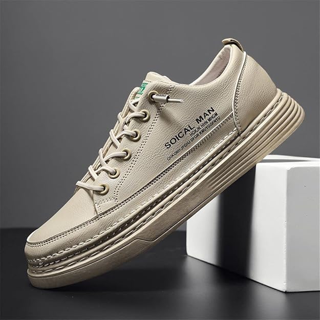 Men's Causal Wear Smooth Low Top Sneakers Flat Pig Leather Soft Shoes B159437 Men's Causal Wear Smooth Low Top Sneakers Flat Pig Leather Soft Shoes B159437