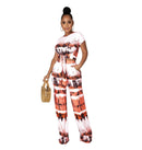New Arrivals Casual Printed Tie-dye Bandage Two Piece Set with Wide-leg 2XL S4610017 - Tuzzut.com Qatar Online Shopping