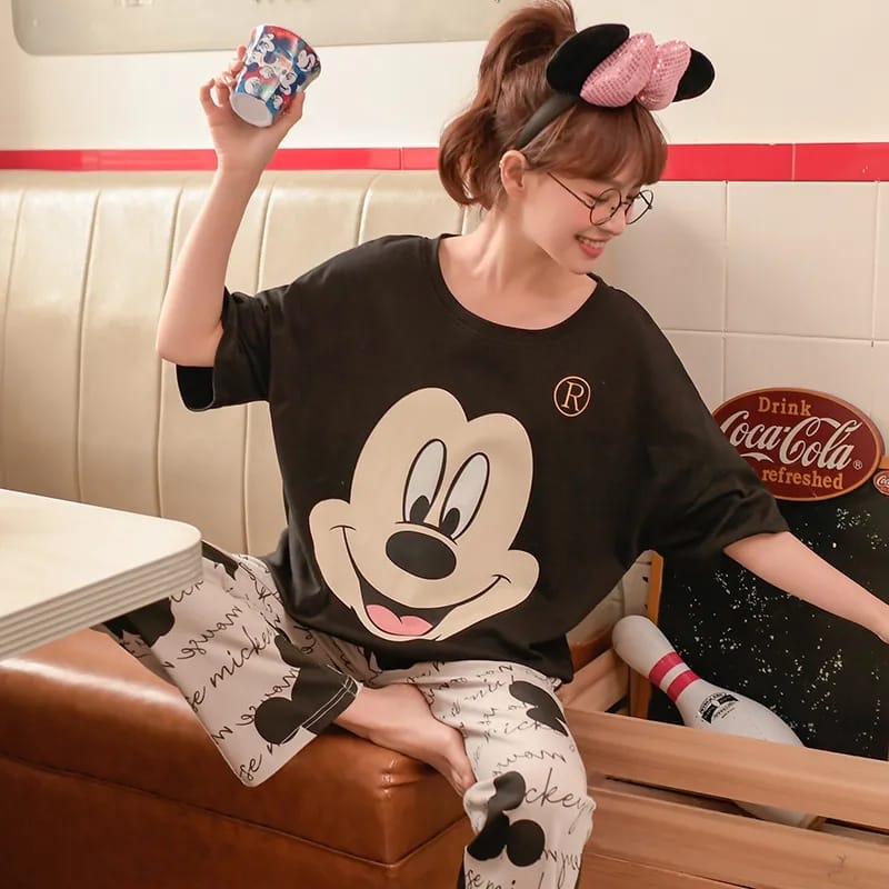 Disney Cute Mickey Mouse Pajamas Ladies Sleepwear Summer Short Sleeve Top & Shorts Casual Women Homewear Pajama Set M S4860579 Disney Cute Mickey Mouse Pajamas Ladies Sleepwear Summer Short Sleeve Top & Shorts Casual Women Homewear Pajama Set M S4860579