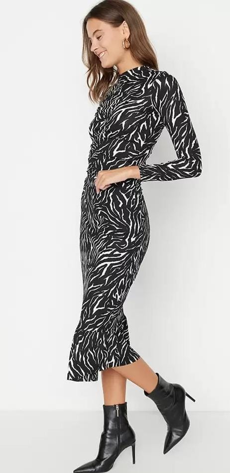 Women's Black Printed Pencil-Fit Skirt S1832047 Women's Black Printed Pencil-Fit Skirt S1832047