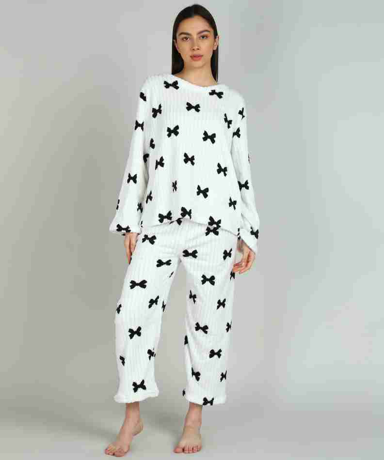 Womens Night Suit Set  white printed   487125  - Free Size