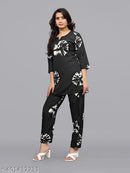 Women's Floral Printed Cotton Polyester Mix Fabric Night suit Pajama Co-Ord Set - VKT1200 - TUZZUT Qatar Online Shopping