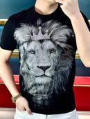 Fashion Men's Short Sleeve Perforated T-shirt Slim Fit Comfortable Advanced Feeling Versatile Bottoming Shirt Warm   051546 - TUZZUT Qatar Online Shopping