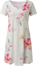 Simple Summer Dresses Womens Casual Floral Short Sleeve V Neck Flowy Flowing A Line Midi Dresses Plus Size Summer Dresses     S4984787 - TUZZUT Qatar Online Shopping