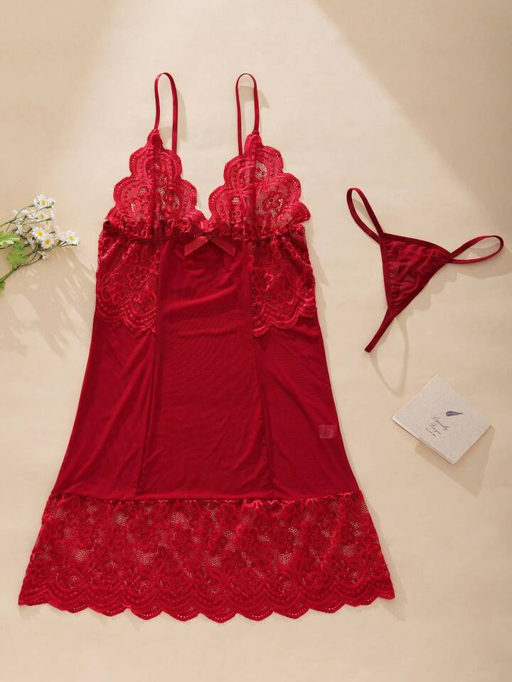 Women's Lace Nightgown Dress V-Neck Sleeveless  457410 - TUZZUT Qatar Online Shopping