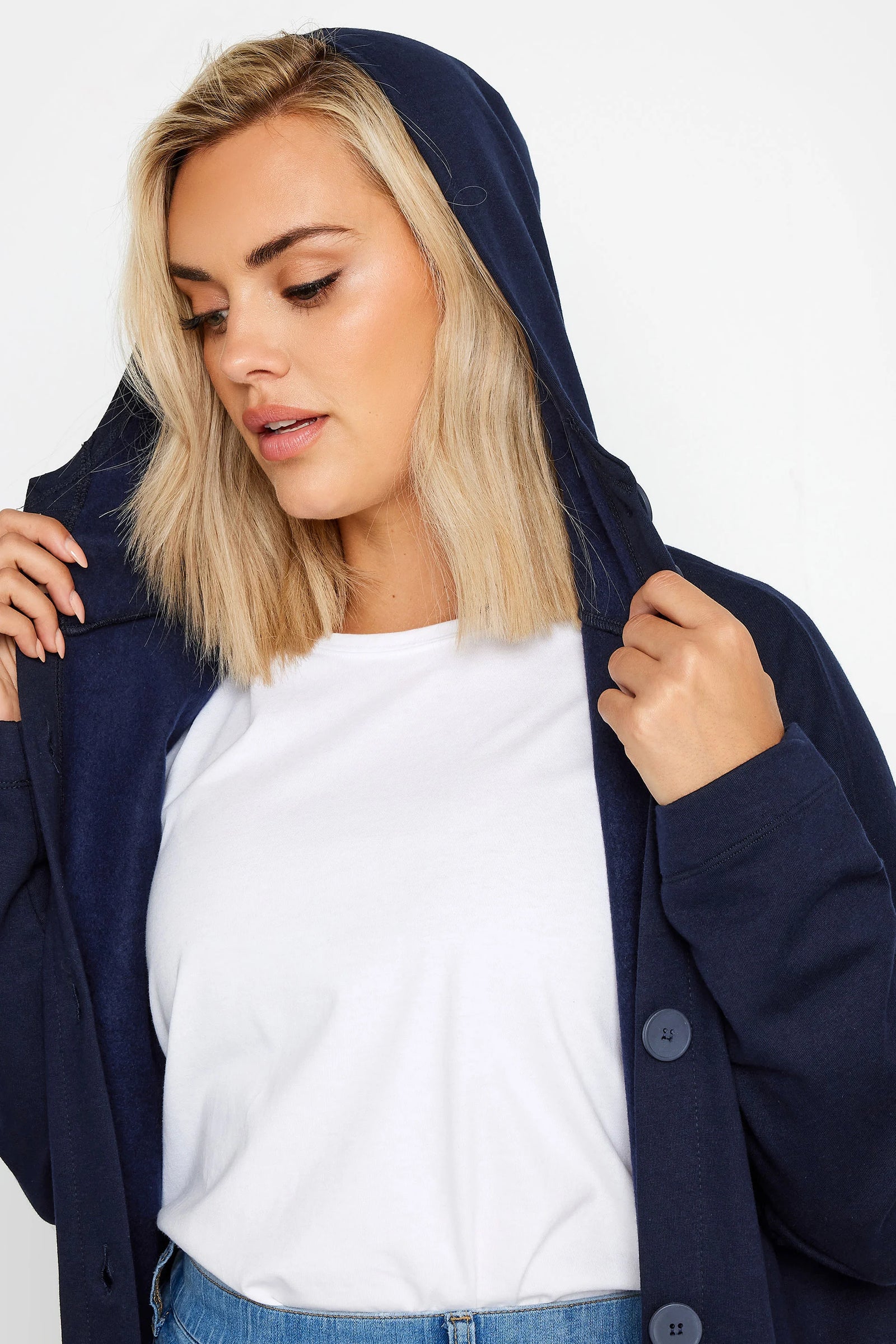 Curve Button Through Hooded Maxi Jacket 55943 Curve Button Through Hooded Maxi Jacket 55943