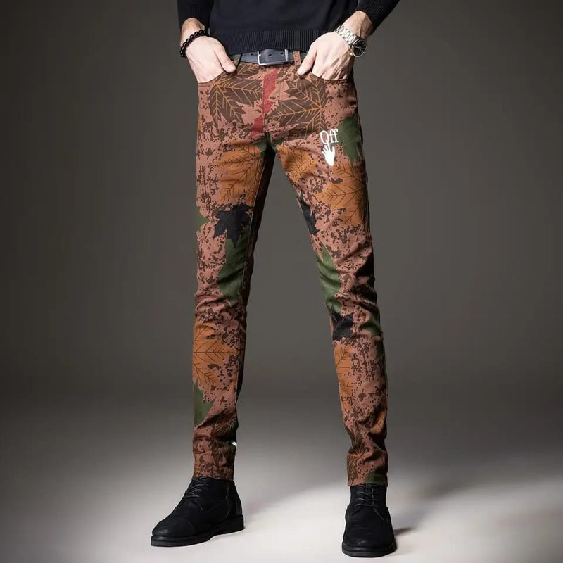 Light Luxury Men’s Street Fashion Full Print Jeans,Korea Version Slim-fit Hip Hop Denim Pants ,Trendy Casual Jeans Pants S3479198 - Tuzzut.com Qatar Online Shopping