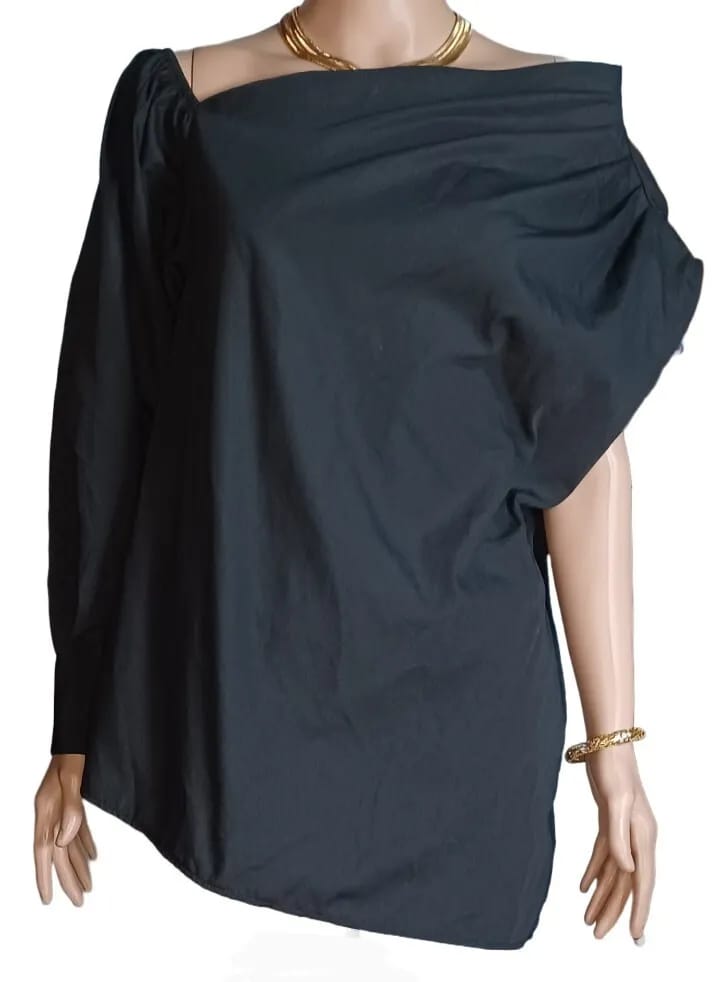 Celmia Women's Black Asymmetrical Off Shoulder Casual Business Top M S3349508 - Tuzzut.com Qatar Online Shopping