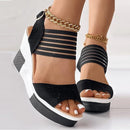 Black Wedge Sandals with Strappy 7008 - TUZZUT Qatar Online Shopping