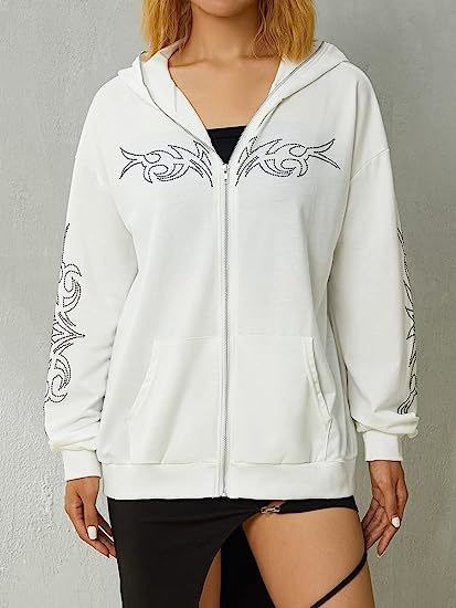 Hoodie New Harajuku Fashion Hoodie Round Neck Loose Letter Hot Diamond Full Zipper Sweater Hip Hop Punk Streetwear S4787235 Hoodie New Harajuku Fashion Hoodie Round Neck Loose Letter Hot Diamond Full Zipper Sweater Hip Hop Punk Streetwear S4787235