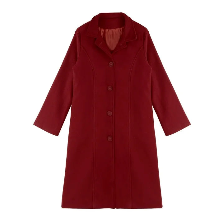 Womens Elegant Lapel Collar Single-Breasted Overcoat 75234 - TUZZUT Qatar Online Shopping