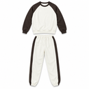 Men's Cream & Dark Brown Color Block Sweatshirt and Jogger Pants Set – 2 Pieces XL