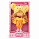 24cm Kids Cute Yellow Fluffy Bear Outfit Doll with Orange Striped Pants – 3 Years+