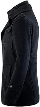 Mens Wool Coats Winter Tweed Trench Coat Casual Peacoats Regular Fit Outerwear Jacket   133328 - TUZZUT Qatar Online Shopping