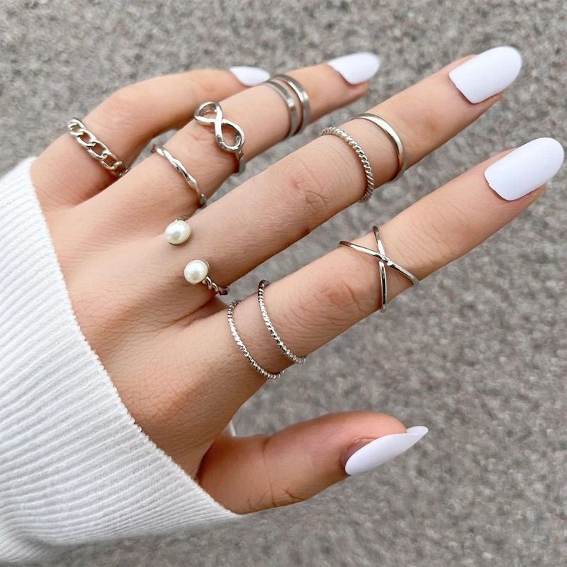 9 Pieces Vintage Stackable Midi Rings Set S 4471234 9 Pieces Vintage Stackable Midi Rings Set S 4471234