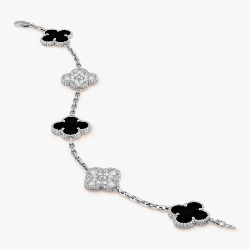 Vintage Bracelet White Gold Diamond 5 motifs S503963101 - TUZZUT Qatar Online Shopping