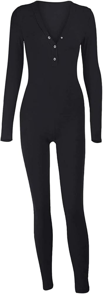 Women's Jumpsuit with Button Long Sleeve Pajamas S4850828 Women's Jumpsuit with Button Long Sleeve Pajamas S4850828