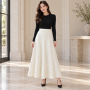Ivory Textured Knit A-Line Maxi Skirt MC-A43