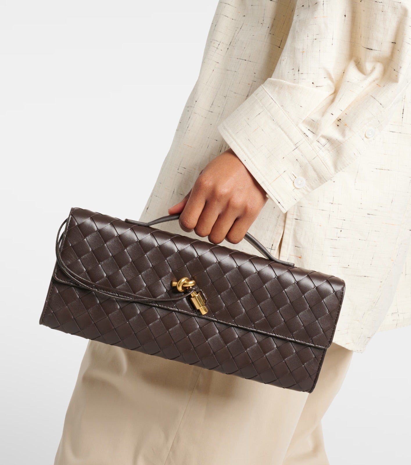 Woven Leather Clutch Top Handle Long Shoulder Bag B1893 Woven Leather Clutch Top Handle Long Shoulder Bag B1893