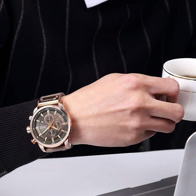 CURREN Leather Wrist Watch For Men W1640 - TUZZUT Qatar Online Shopping