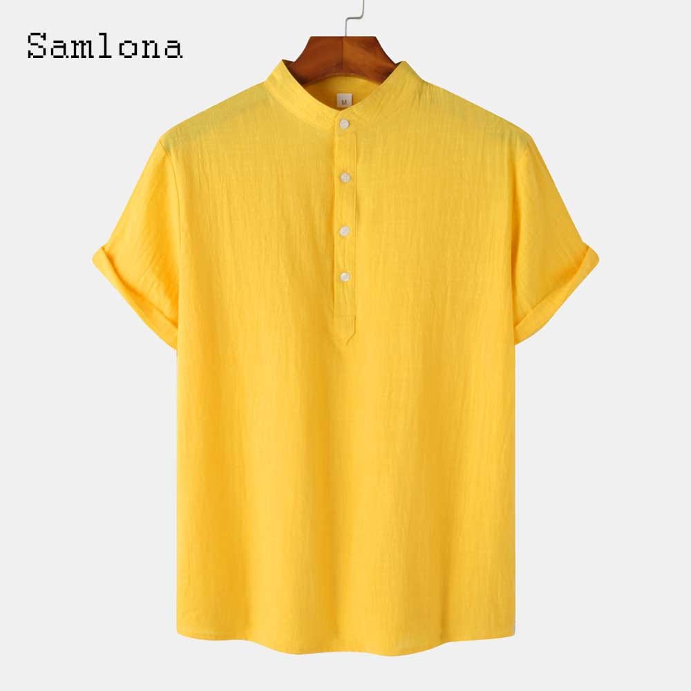 Mandarin Collar Basic Shirts Clothing New Summer Cotton Linen Tops Men Vintage harajuku Blouse S S4960095 Mandarin Collar Basic Shirts Clothing New Summer Cotton Linen Tops Men Vintage harajuku Blouse S S4960095