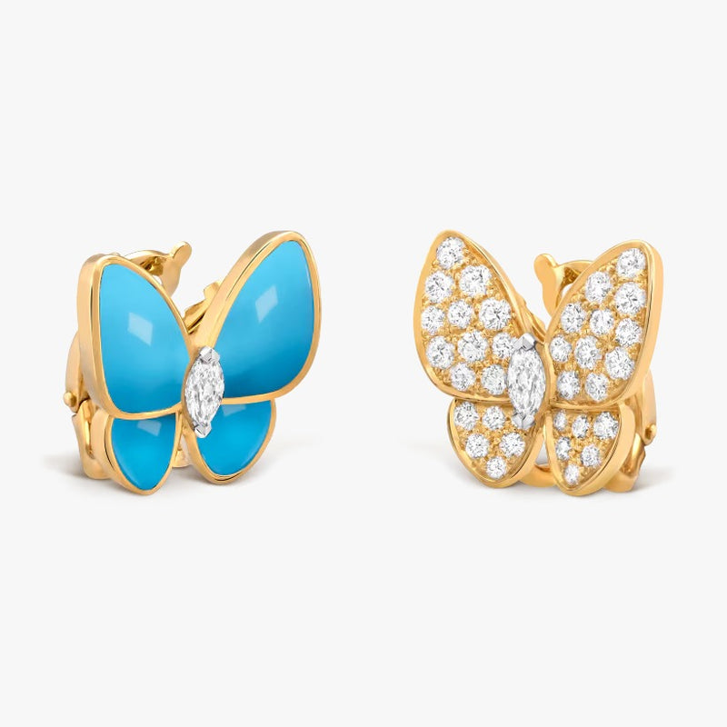 Two Butterfly Earrings DN1002 - TUZZUT Qatar Online Shopping