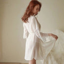 White Hot See Through lace Nightgown Women Sexy Loose Summer Patchwork Lingerie Dress Lace Sleepwear Sleepshirts Size S966700 - Tuzzut.com Qatar Online Shopping