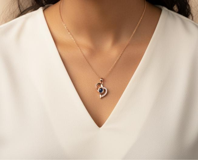 Eternal Love Projection Heart Necklace B-386135 - TUZZUT Qatar Online Shopping