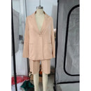 Short Blazer Suits Two Piece Set Women Office Outfit Summer Autumn Commute Turn Down Collar Long Sleeve Jacket High Waist Shorts B-33440 - Tuzzut.com Qatar Online Shopping