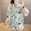 Women Plus Size O-Neck Short Sleeve Loose Mid-length Summer T Shirt S1926959 - Tuzzut.com Qatar Online Shopping