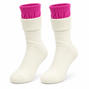 1Pair Women's Cream & Rose-Pink Layered-Cuff Socks S4919046 – Size 34–39