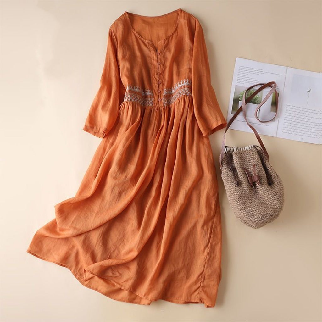 Women Round Neck Wrist Sleeve Vestidos Dress B-113389 Women Round Neck Wrist Sleeve Vestidos Dress B-113389